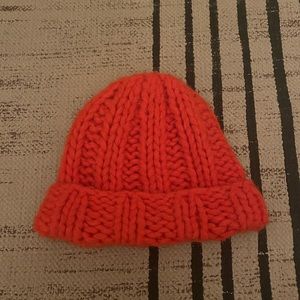 Bright orange Acne Studios chunky knit beanie in wool/alpaca blend
